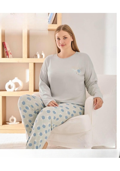 Pijamoni Kadın Sofya Büyük Beden Bisiklet Yaka Uzun Kol İnce Pijama Takımı 8720/2- 1 Adet Gri Pijamoni Kadın Sofya Büyük Beden Bisiklet Yaka Uzun Kol İnce Pijama Takımı 8720/2- 1 Adet Gri