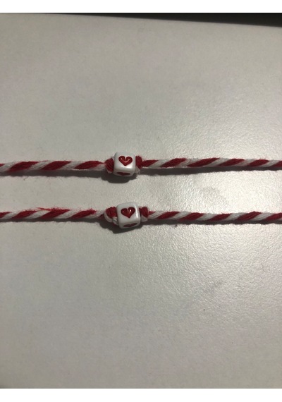 2 Adet Kalpli Marteniçka Bileklik Kırmızı - Beyaz