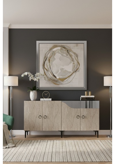 Ka1514 Gama Konsol Ve Tv Sehpası 150cm Beyaz-traverten-silver