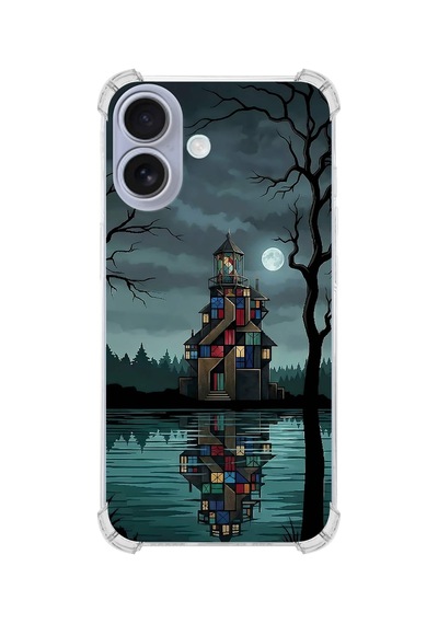Printify Apple iPhone 17 İle Uyumlu Simya Serisi Gölge Ve Cam Tasarımlı Uv Baskılı Köşe Korumalı Antişok Kılıf Şeffaf