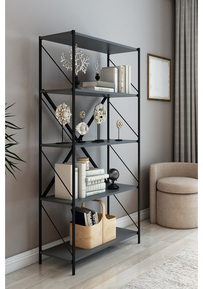 Stone Metal Kitaplık Ofis Kitaplık Çok Amaçlı Dekoratif Raf Stand 150 Cm Gri Stone Metal Kitaplık Ofis Kitaplık Çok Amaçlı Dekoratif Raf Stand 150 Cm Gri