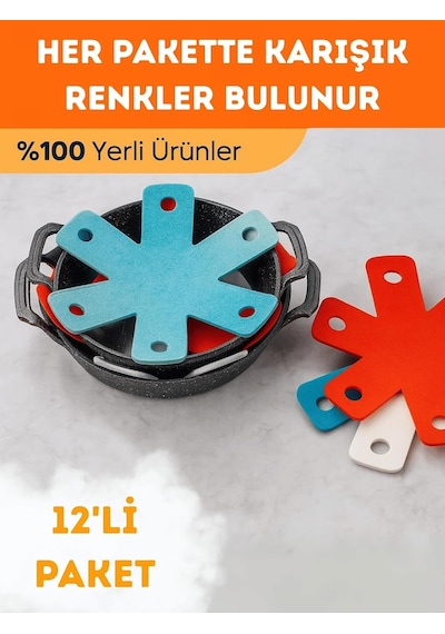 Beylini Renkli Kalın Tencere Tava Borcam Koruyucu Çizdirmez Elyaf Keçe 12'li 3 Ölçü Tava Koruyucu Çizdirmez Diğer