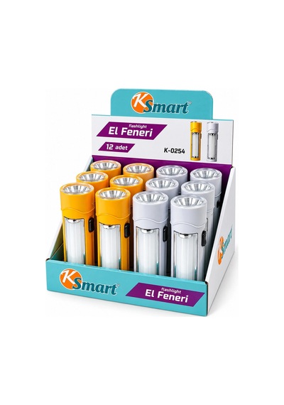 12 Adet 2in1 Pilli El Feneri Renkli Plastik K-0254 5580