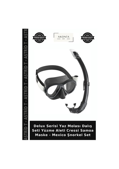 Delux Serisi Yaz Molası Dalış Seti Yüzme Aleti Cressi Samoa Maske - Mexico Şnorkel Set Clear-Blue