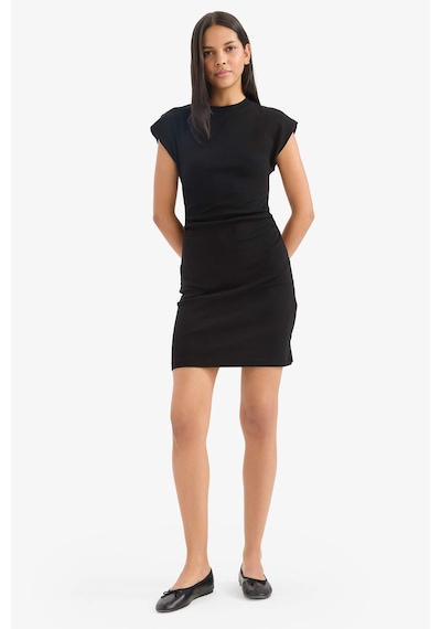 Defacto Bodycon Vücudu Saran Basıc Ribana Mini Elbise C4513AX24SP Siyah