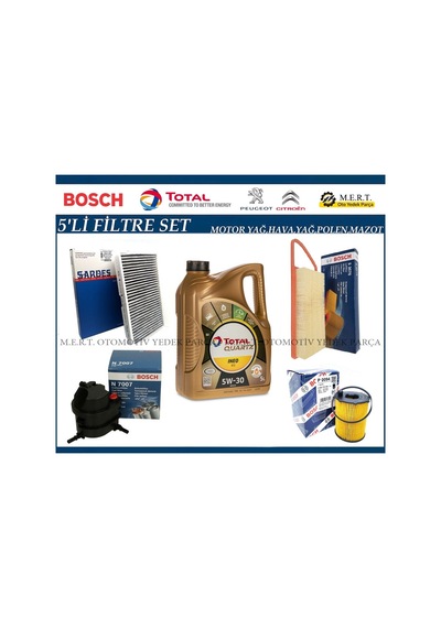 C2 1.4 Hdı Filtre Bakım Seti + Motor Yağı 2004-2008