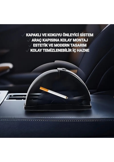 Polham Araç İçi Cam Kenarı Küllük, Kapaklı Kül Dağılma Ve Koku Önleyici Küllük, Araç Kapı Küllüğü