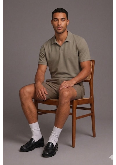 Tarz Cool Erkek %100 Pamuk Linen Şort Bağcıklı Rahat Kesim Yazlık Şort Kahverengi