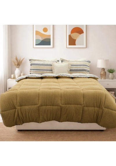 Sherpa Comforter Çift Kişilik Uyku Seti - Kapiçino