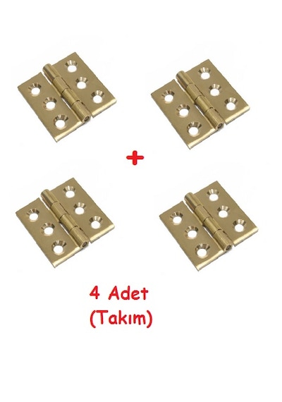 4 Adet Pirinç Yaprak Sabit Menteşe 4 Cm 2mm 4cmx4cm