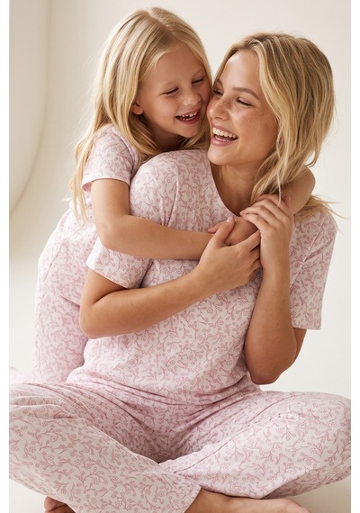 Siyah İnci Pamuklu Fitilli Kaşkorse Örme Pijama Takım 26120402 Beyaz Pembe