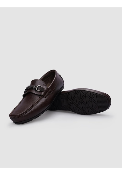 Cabani %100 Hakiki Deri Kahverengi Tokalı Erkek Loafer-kahverengi Kahverengi