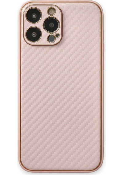 Apple Uyumlu iPhone 13 Pro Max Kılıf Coco Karbon Silikon Pembe\
