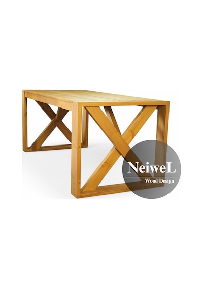 Neiwel Garden Mora Doğal Ahşap Bahçe Yemek Masası-70-140 Açık Ceviz