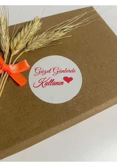İyi Günlerde Kullanın Kırmızı El Yazılı Kalpli Yuvarlak Yapışkanlı Etiket 5x5 Cm 100 Adet