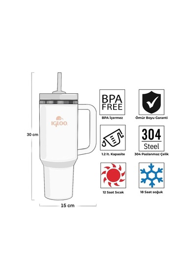 İgloo Stadler Thermo-mug 1.2 Litre Pipetli Termos Bardak Haki/siyah Siyah