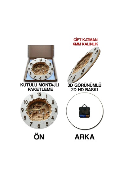 Sessiz Yuvarlak Ahşap Duvar Saati, Kuvars Hareketli 3d Görünümlü 2d Saat Sdw093 Renkli