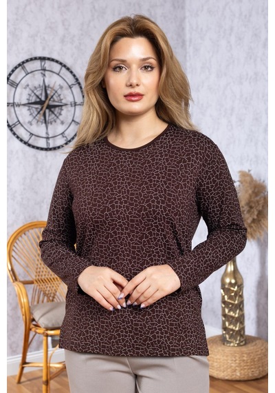 Mutlu City Kadın Yeni Model Yüksek Kalite Yuvarlak Yaka Orta Yaş Anne Penye Bluz 6549 Kahve Rengi Mutlu City Kadın Yeni Model Yüksek Kalite Yuvarlak Yaka Orta Yaş Anne Penye Bluz 6549 Kahve Rengi