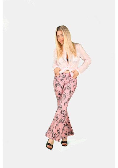 Balins Geniş Paça Desenli Pantolon Pembe