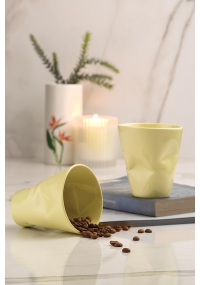 Kütahya Porselen Crash 2 Parça Mug Seti Sarı