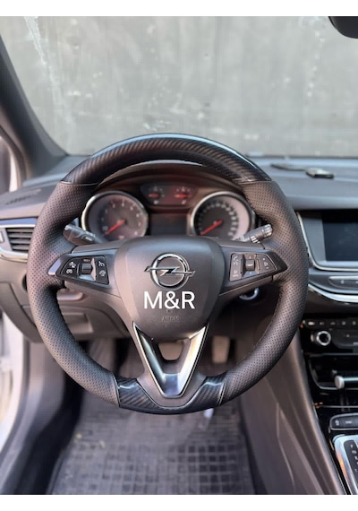 Corsa 2020  Tam Kaplama Parlak Kristal Karbon Deri Direksiyon Kılıfı Siyah