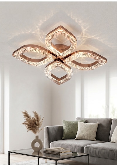 Lzy Avize Store Kristal Damla 4 Lü Gold Avize Salon, Yemek Masası, Mutfak, Antre Ve Çocuk Odası Aydınlatma