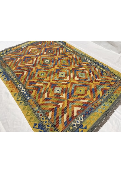 El Dokuma Afgan Kilim 100% Yün Kök Boya Elsanat Eserı İle Harıka Model Çok Renkli