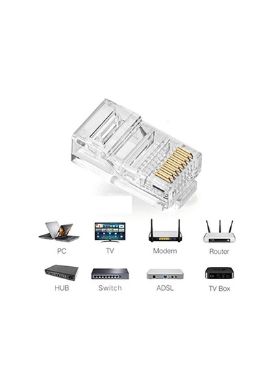 4220 100 Adet Rj45 Jack Cat5 İnternet Kablo Kablosu Ucu Konnektör Connector