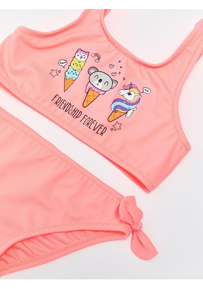Deep Beach Fiyonklu Kız Çocuk Bikini Takım 001