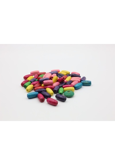 Ahşap Boncuk Arpa Modeli 6x15 Mm çok renkli