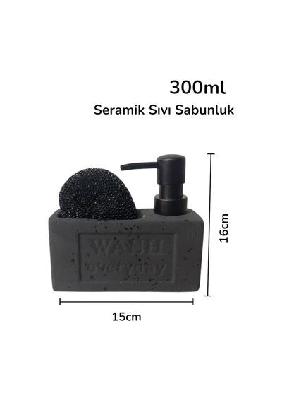 Seramik Sıvı Sabunluk 300ml Siyah Wash 48774