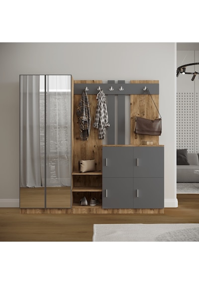 Robinhome Robin Home Nova Vestiyer Portmanto Ayakkabılık Çam-Gri