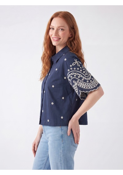 Pulchrani Lacivert Broderie Anglaise Gömlek Koyu Lacivert Pulchrani Lacivert Broderie Anglaise Gömlek Koyu Lacivert