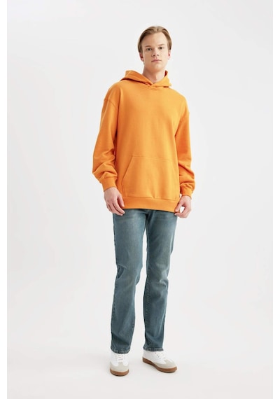 DeFacto Comfort Regular Fit Rahat Kalıp Kapüşonlu Kanguru Cepli Basic Düz Sweatshirt B4446AX24SPOG589
