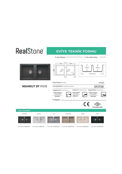 Nemrut 97 P019 Granit Evye 970x520 Mm Çift Göz Damlalıksız Mutfak Evyesi - Realston P019 Nemrut Cappicino Çok Renkli Nemrut 97 P019 Granit Evye 970x520 Mm Çift Göz Damlalıksız Mutfak Evyesi - Realston P019 Nemrut Cappicino Çok Renkli