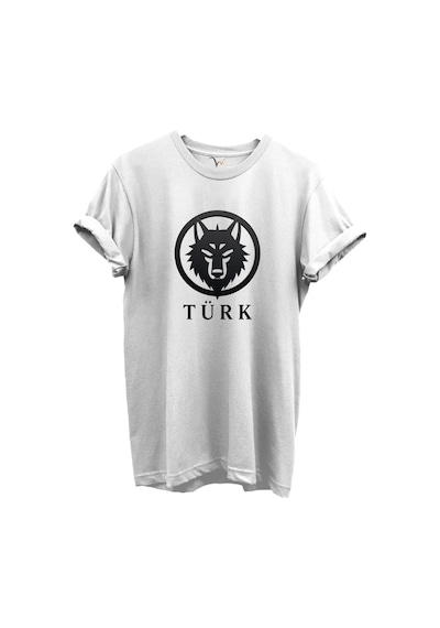Kurt Ve Türk Özel Koleksiyon Serisi-3 Tasarım Baskılı %100 Pamuk T-shirt Beyaz