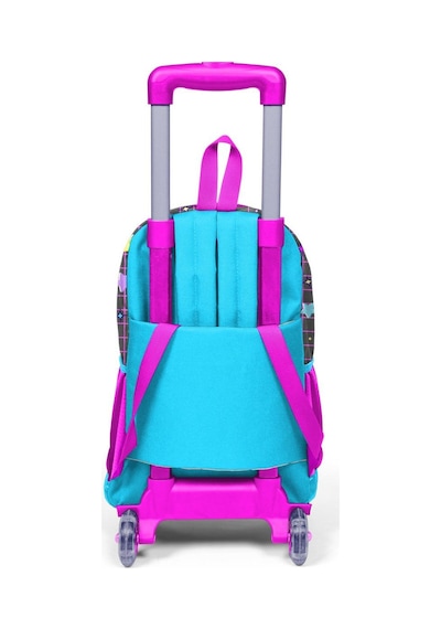 Coral High Gri Mavi Pembe Anime Desenli Üç Bölmeli Çekçekli Okul Sırt Çantası 23937