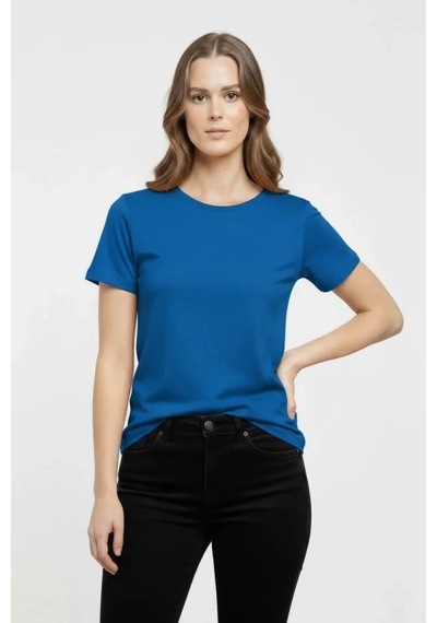 Meleners T-shirt Bisiklet Yaka Slim Fit Likralı Tişört Günlük Basic Body - İndigo