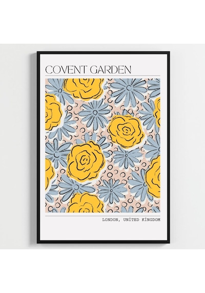 Besay Çiçek Desenli Covent Garden Duvar Posteri-estetik Dekoratif A2 Çerçevesiz