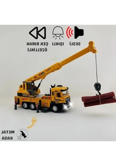 Sesli Ve Işıklı Oyuncak İş Makinesi - Vinç Ve Kepçe 30 Cm