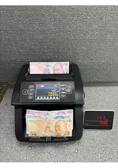 Türk Lirası Karışık Sayma Ofis Tipi Para Sayma Makinesi Ekran Hediyeli
