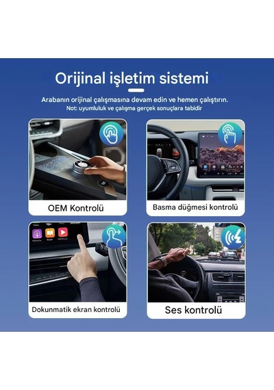 Kablosuz Carplay Ve Android Auto Adaptörü, 2'si 1 Arada, Usb Ve Type-c Bağlantı, Tak Çalıştır Mini Dongle 48mm Nano