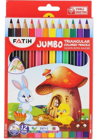 12'li Jumbo Kuru Boya Tam Boy Çok Renkli