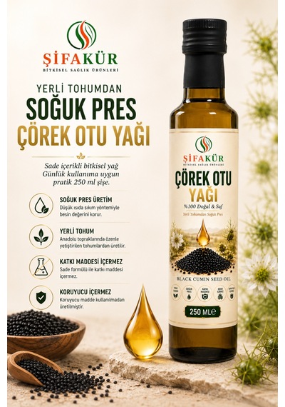Şifakür Soğuk Pres Çörek Otu Yağı 250 ML