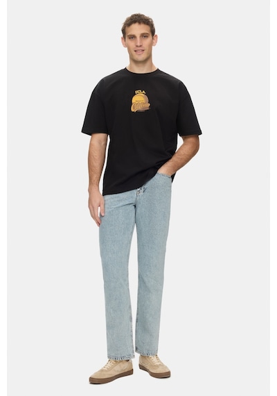 Ucla Dutchıe Siyah Bisiklet Yaka Baskılı Pamuk Oversize Erkek Tshirt M