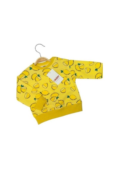 Çikoby Kız Bebek Limon Desenli Pamuklu Sweatshirt-13603 Sarı