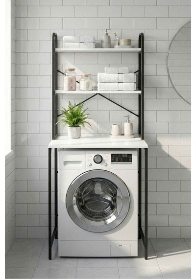 Çamaşır Makinesi Üstü Raf Siyah 70 Cm Çok Renkli