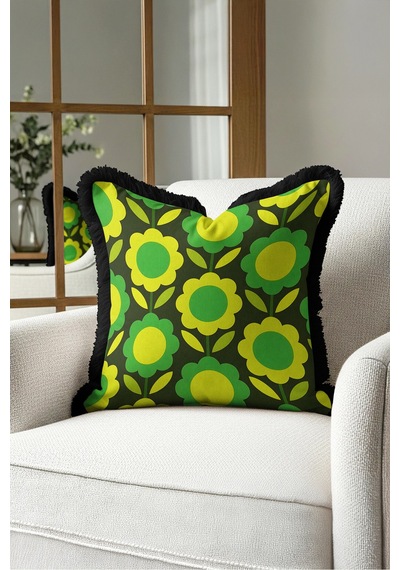 Retro Çiçek Desenli Floral Saçaklı Yastık Kılıfı-vintage Botanik Sarı Siyah Püsküllü Kırlent Kılıfı Kadim Sahil Serenat Retro Çiçek Desenli Floral Saçaklı Yastık Kılıfı-vintage Botanik Sarı Siyah Püsküllü Kırlent Kılıfı Kadim Sahil Serenat