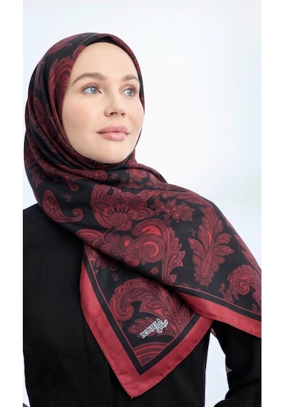 İPEKAL Soft Pamuk Şal-75 X 190 -06574 Kırmızı-Siyah