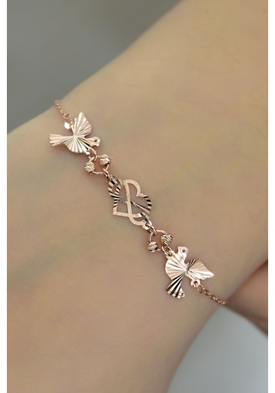 Papatya Silver 925 Ayar Gümüş Rose Kaplama Güvercin Kristal Kesim Bileklik